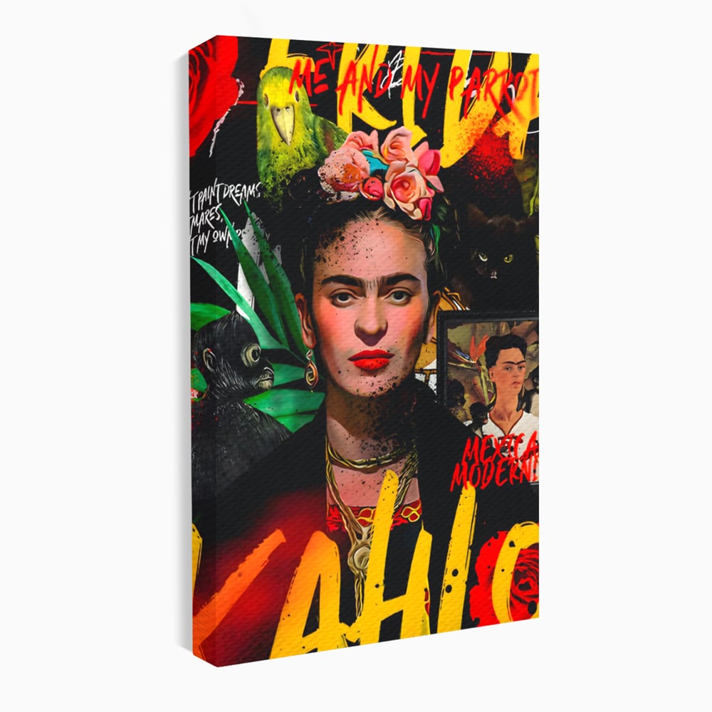 Tablou canvas cu tablou canvas portret frida kahlo, fara rama, pe sasiu de lemn